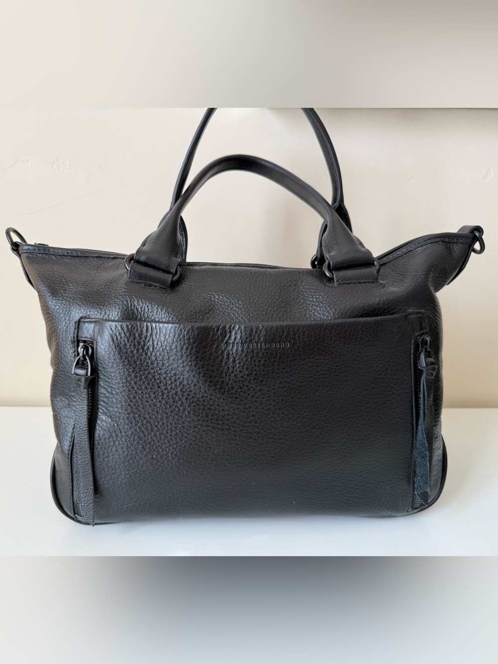 Aimee Kestenberg Convertible Black Leather Purse Handbag Shoulder Purse Crossbod